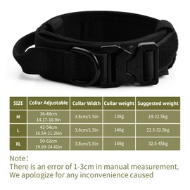 Ehuihuan Adjustable Dog Collar - Tactical Dog Collar with Pull Stop for Large Dogs, Robust Nylon Dog Collar with Metal Clasp for Outdoor and Training