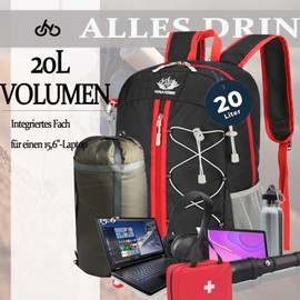 HOMTOL Ultralight Foldable Lightweight Backpack: 20L Small Packable Bicycle Backpack Hiking Backpack Daypack Trekking Backpack Outdoor Sporty Backpack Travel Daypack for Men Women, black, 20Liter