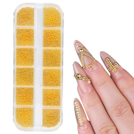 ZORVYN 1 box gold and silver nail charms, caviar beads for nails, nail charms, nail beads for nail art accessories