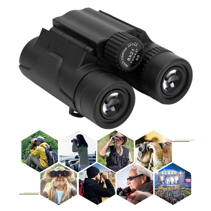 8x21 Pocket Binoculars Folding HD Optical Compact Binoculars for Bird