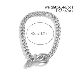 Chunky Gold Chain Belt Choker Necklace for Women,Trendy 80s Hip Hop Statement Chain Necklace Punk Goth Buckle Link Necklace Jewelry Gifts (Silver)