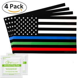 Spy Spot Set of 4 American Flag USA Blue Line Law Enforcement Green Line Support Military Red Line Support Firefighters Weatherproof UV Resistant 4" x 2.5"