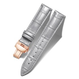 BINLUN Leather Watch Strap Quick Release Strap with Rose Gold Butterfly Deployment Buckle 12mm 13mm 14mm 16mm 17mm 18mm 19mm 20mm 21mm 22mm 23mm 24mm Watch Band for Men Women(Grey,23mm)