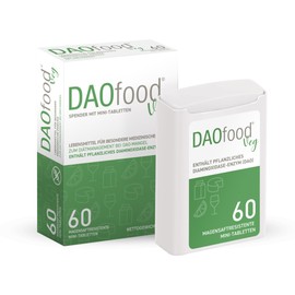 DAOfood Veg - Management des DAO-Mangel - Pflanzliches DAO-Enzym - Dispenser 60 Mini Gastro-resistente Tabletten