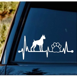 Boxer Heartbeat Lifeline Dog Paw Decal Sticker for Car Window 8 Inch BG 152