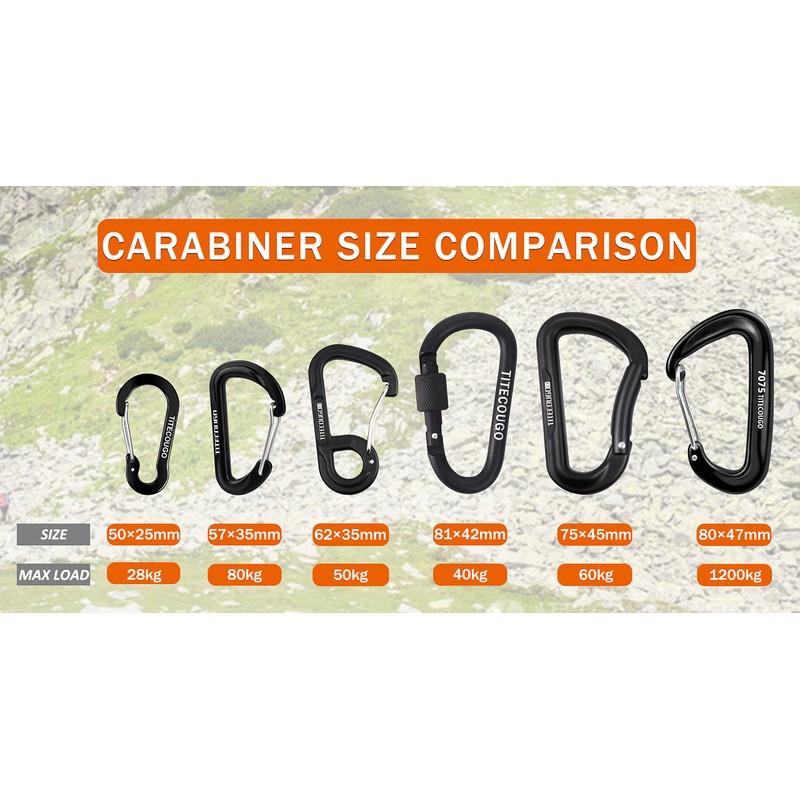 TITECOUGO 4 PCS Aluminum Alloy D-Ring High Strength Carabiner Key