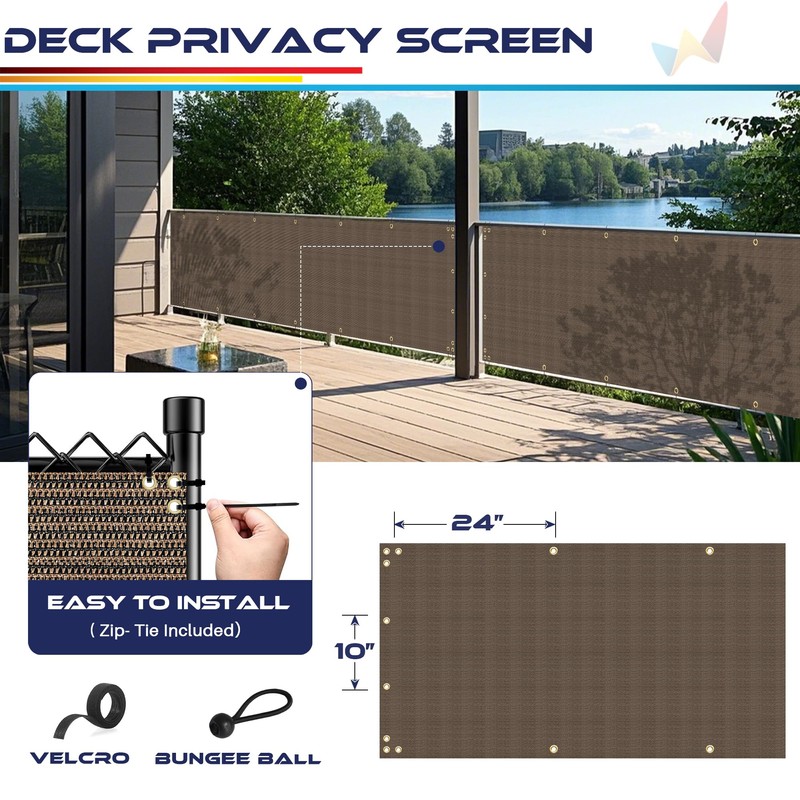 Windscreen4less 3'x12' Deck Balcony Privacy Screen Fence Apartment Balcony Mesh