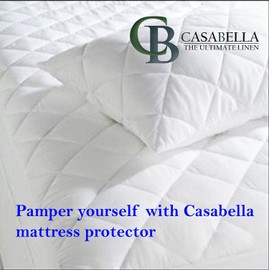 Casabella Extra Deep Double Quilted Mattress Cover 40 cm(16") Fitted Sheet Breathable Hypoallergenic Mattress Portector Double Size Mattress Cover 137x190+40cm