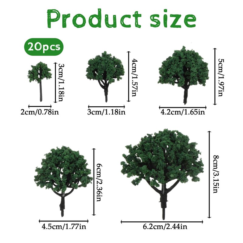 20 PCS Model Trees Miniature Trees for Crafts Train Scenery