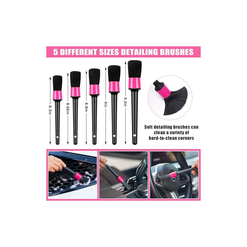 AUTODECO Windshield Cleaner Tool, 17Pcs Car Interior Detailing Kit, Detailing