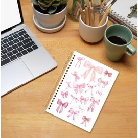 KRHFG Coquette Pink Bow Spiral Notebook, Preppy Bow Journal, Aesthetic Pink Journals for Writing, Girly Preppy Notebooks for Note Taking, Coquette Office Supplies, 5.5x8.3 Inch