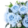 MARTINE MALL 4 Packs Peonies Artificial Flowers, Blue Artificial Peonies,