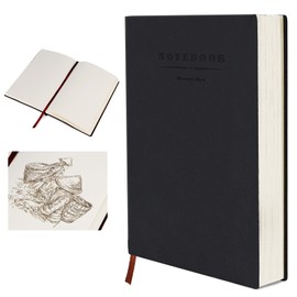 JIABAIYUE A5 Libreta Hojas Blancas Sketchbook,Cuaderno de bocetos engrosado (180Hojas / 360 Páginas),Cuaderno de Notas De 80 GSM,Diario Journal Notebook,Diario para Mujeres y Hombres,Color Negro