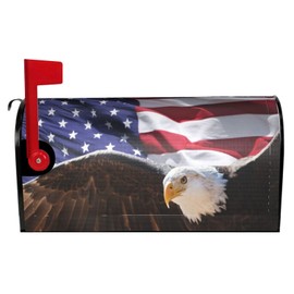 Duduho Bald Eagle USA Flag Patriotic Mailbox Cover Magnetic Mailbox Wraps Post Box Cover Décor 21x18 in