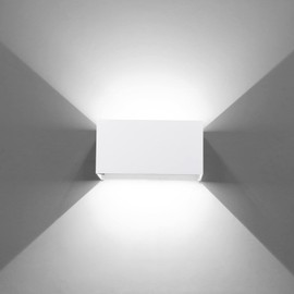 Kawell 24W Modern Wall Light LED Wall Sconce Up Down Adjustable Beam Angle Aluminum Wall Lamp LED Indoor Outdoor Waterproof IP65 for Bedroom Bathroom Corridor Living Room Stairs Hallway, White 6000K