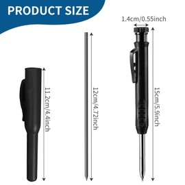 Zovator Mechanical Carpenter Pencils with 6 Refills, Solid Carpenter Pencils Heavy Duty Woodworking Pencil Long Nosed Deep Hole Mechanical Pencil for Builders Construction Architect Woodworking