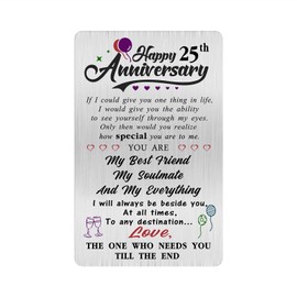 Alotozo 25 Year Wedding Anniversary Card - Happy 25th Wedding Anniversary Cards Gifts for Husband Wife - 25 Years Anniversary Card for Him Her