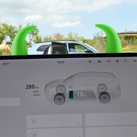 GAOLAOSY 2PCS 3D Devil Bull Horn Car Interior Decoration, Mini Funny Automotive Dashboard Ornament Stickers, Cute Vehicle Steering Wheel Decoration Accessories for SUV, Truck, Motorcycle (Green)