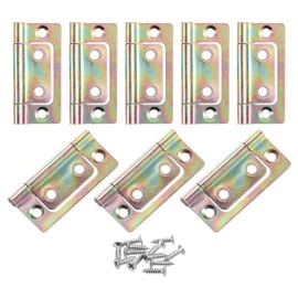 sourcing map 8Pcs 2x1 Inch Door Hinges Non-Mortise No Noise Bifold Door Hinges Plating for Cabinet Furniture Window Wardrobe with Screws, Color Zinc