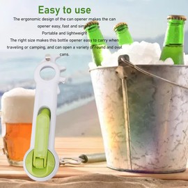 Can Opener Manual, 6 in 1 Multifunctional Handheld Can Opener Green Jar Bottle Opener Portable Hand Bottle Opener for Kitchen