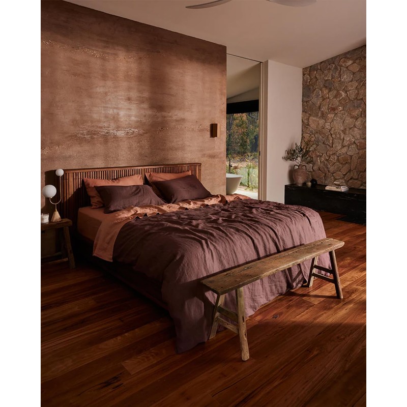 BED THREADS Hazelnut 100% French Flax Linen Flat Sheet