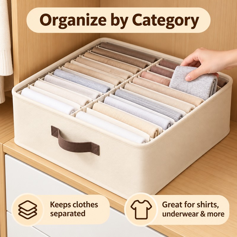 Foldable Wardrobe Organizer for Clothes & Pants – 16/24-Grid Storage
