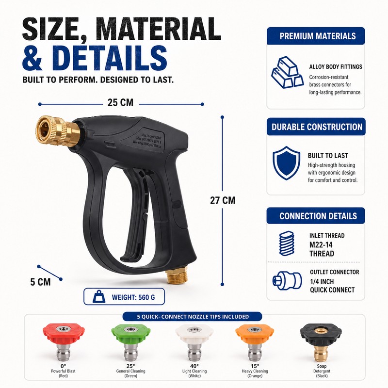 2175 PSI Pressure Washer Gun for Car Cleaning – Short