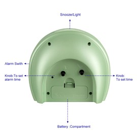 Tinload 5.5" Large Analog Alarm Clock Silent Non Ticking, Gentle Wake, Beep Sounds, Increasing Volume, Battery Operated Snooze and Manual Light, Easy Set