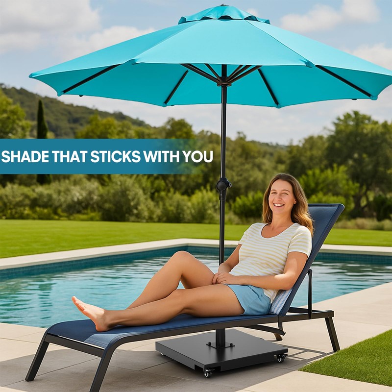 AOSTD Heavy Duty Metal Umbrella Base,Mobile Patio Umbrella Stand,Square Market
