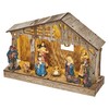 EMOS Weihnachtskrippe mit handbemalten Figuren, Weihnachtsdekoration mit 5 LEDs, warmweißes
