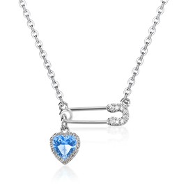 Safety Pin Necklace With Colorful Heart Charm Silver Plated Choker Necklace for Women Girls, Adjustable Paperclip Necklace, Crystal Heart Necklace Dainty Love Heart Necklace Women Birthday Gift