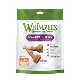 WHIMZEES by Wellness Occupy Antler Natural Dental Chews for Dogs, Long Lasting Treats, Grain-Free, Freshens Breath, Large Breed, 6 count