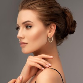 5 Pairs Gold Hoop Earrings for Women Lightweight Chunky Hoop Earrings Multipack Hypoallergenic, Thick Open Twisted Huggie 14K 18K Hoops Earring Set for Gifts, Stainless Steel, No Gemstone