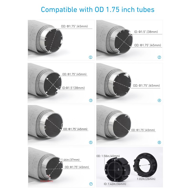 Rollerhouse 1.75"/45mm Roller Shade Battery Powered Motor with Remote Control