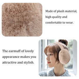 XIAOHAWANG Fashionable Women's Ear Warmers Winter Earmuffs Girls Fluffy Ear Protection for Adults Children, khaki