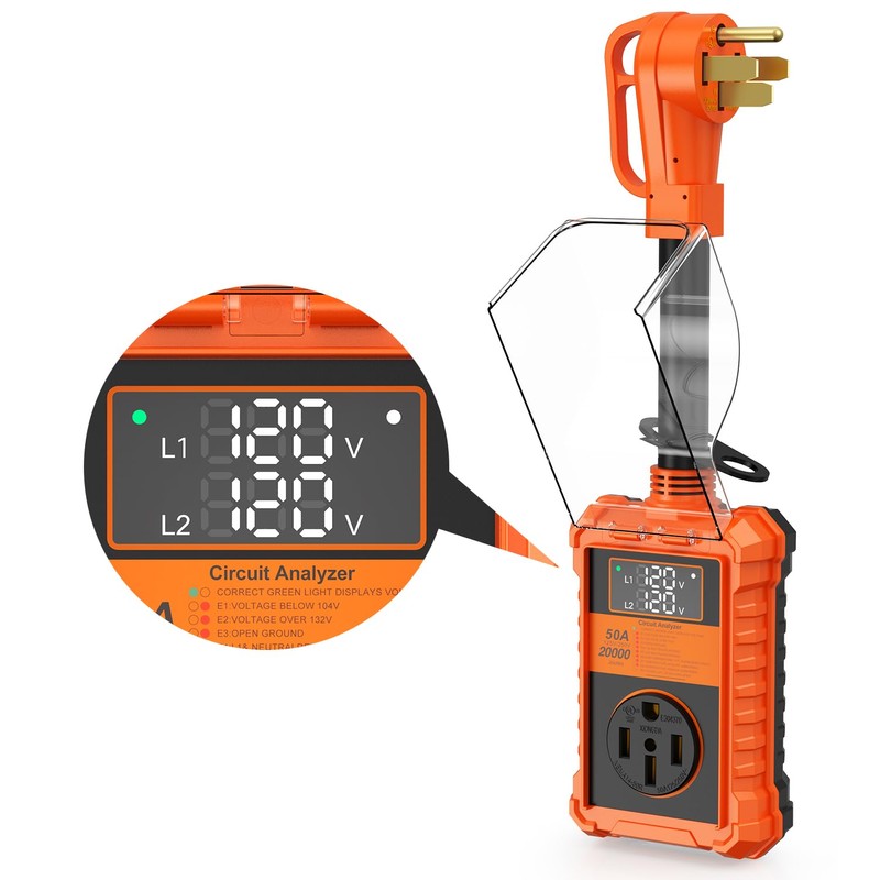 RV Surge Protector 50 Amp, 20000 Joules RV Circuit Analyzer