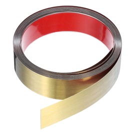 HARFINGTON 19.7ft x 1.58" Wall Trim Peel and Stick Molding Trim Frame, Self Adhesive Stainless Steel Brushed Finish Metal Strip Trim for Wall Ceiling Floor Cabinet Tile Edge, Golden