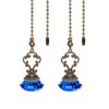 2pcs Blue Crystal Fan Pull Diamond Drop Vintage Pull Chain