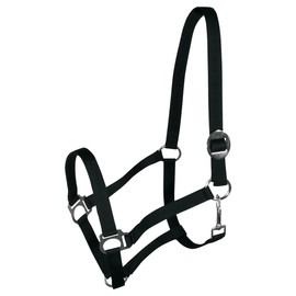 York Nylon Headcollar Headpiece Adjustable with Sliding Buckle Harmony Horse Halter (X-Full, Black)