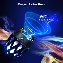 Outdoor Bluetooth Speaker with Flame Atmosphere, Electronics Gifts for Men, Women, Cool Gadgets for Porch Garden Parties, BT5.0, 5W Stereo Sound, Waterproof Wireless Speaker with Led Torch Light