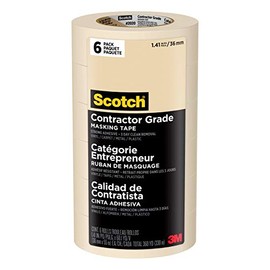 Scotch Painter's Tape 2020-36AP6 Scotch Contractor Grade Masking Tape, 1.41" Width, Tan, 24 Rolls