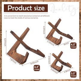 Honeydak 3 Pack 3 Size Bowl Stands for Display - 3.5, 4.5, 6.5 Inch Wooden Plate Holders Easel Frame Holder Display Stand for Large Deep Platters Dishes, Mini Easel, Frame, Card, Plaque, Book