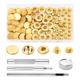DEVPSISR 20 Set Leather Snap Fasteners Kit, Press Studs with Setter Tools,15mm Metal Snaps Button Kit for Fabric,Clothing Sewing,(Gold)