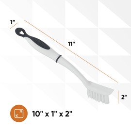 Grout Cleaner Scrub Brush Small with Stiff Bristles, Slim Corner Edge Cleaning Brush, Grey 2 Pack Deep Clean Kitchen Tile and Shower Scrubber Brush