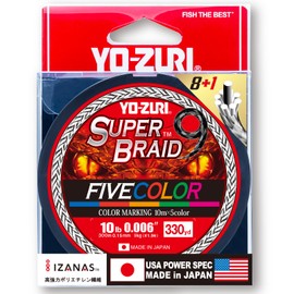 YO-ZURI SUPERBRAID 9 - Floating Braided Fishing LINE, 330 YD, 5 Color, 10 LB