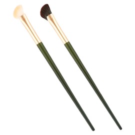 FRCOLOR 2pcs Portable Nose Contour Brush Green Wooden Handle Makeup Applicators for Easy Blending and Shading for Personal and Professional Use