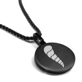 Comfort Zone Studios Stainless Steel Cornicello Italian Horn Good Luck Charm Round Medallion Pendant Necklace, Black