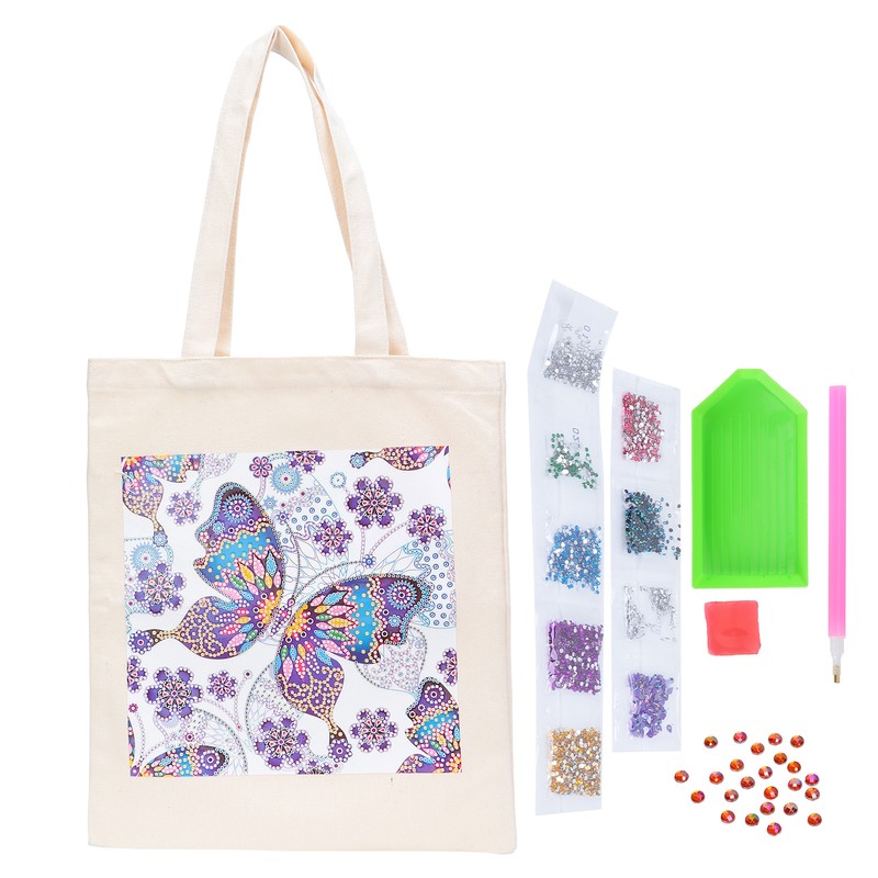 DIY Diamond Painting Shopping Bag Rhinestones Painting Tote Bag with