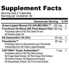 FREZZOR Omega-3 Black Green Lipped Mussel Oil Capsules - 1 Bottle, 60 Count