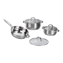 12-Piece Induction Ready Stainless Steel Cookware Sets with Glass Lid, Silver on Cookware Sets Stainless Steel